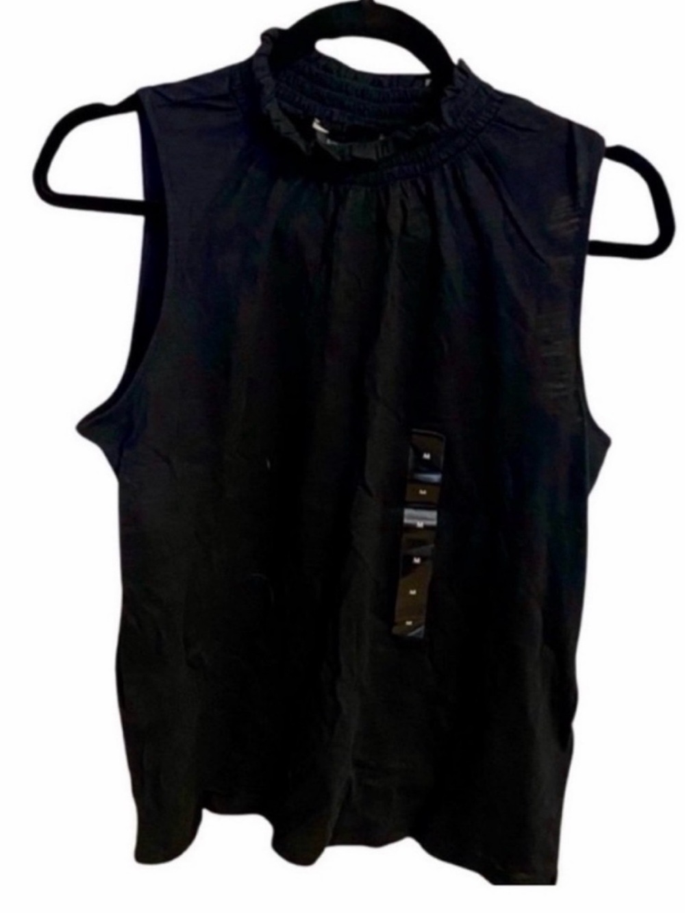 Banana Republic Factory Black Ruffle Mock Neck Sleeveless Blouse NWT Size Medium